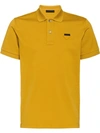 Prada Logo Patch Polo Shirt In Yellow