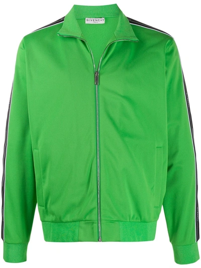 Givenchy Logo Tape Zip-up Sweatshirt In Green