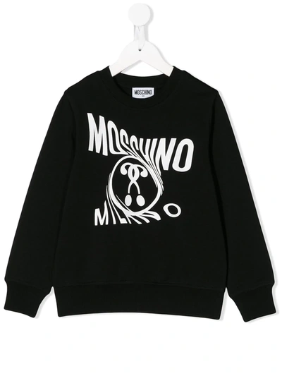 Moschino Kids' Long Sleeve Distorted Logo Sweater In Black