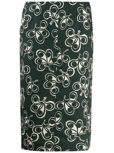 Aspesi High-waisted All-over Print Skirt In Green