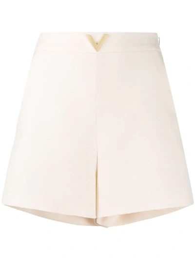 Valentino Vgold High-waisted Shorts In Neutrals