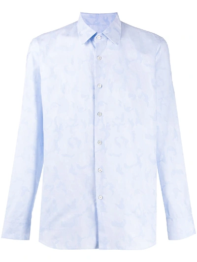 Prada Long-sleeved Camouflage Shirt In 蓝色