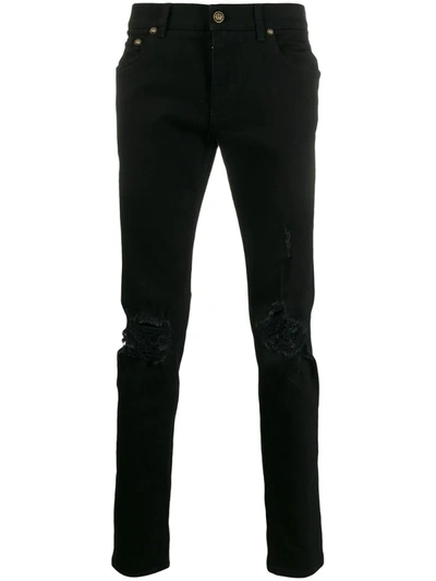 Dolce & Gabbana Distressed Skinny Jeans In Black