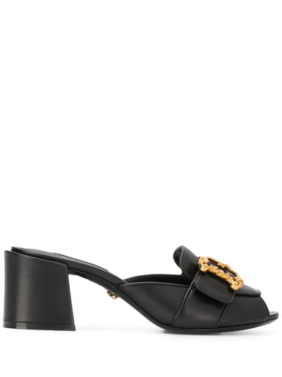 Dolce & Gabbana Barocco 60mm Slip-on Sandals In Black