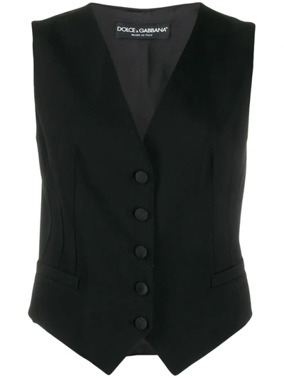 Dolce & Gabbana Fitted Single-breasted Gilet In Black