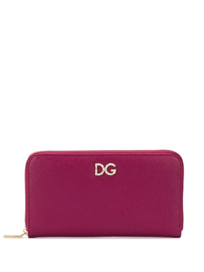 Dolce & Gabbana Large Crystal-embellished Wallet In Pink