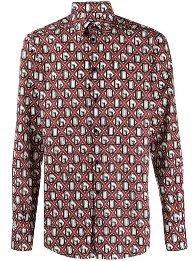 Dolce & Gabbana Dg Diamond Check Shirt In Red