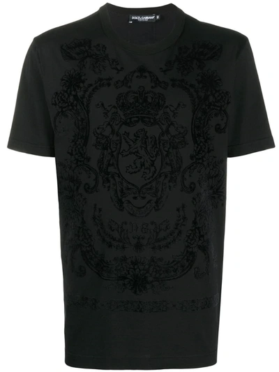 Dolce & Gabbana Coat Of Arms Devoré T-shirt In Black