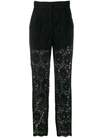 Dolce & Gabbana Floral Lace Suit Trousers In Black