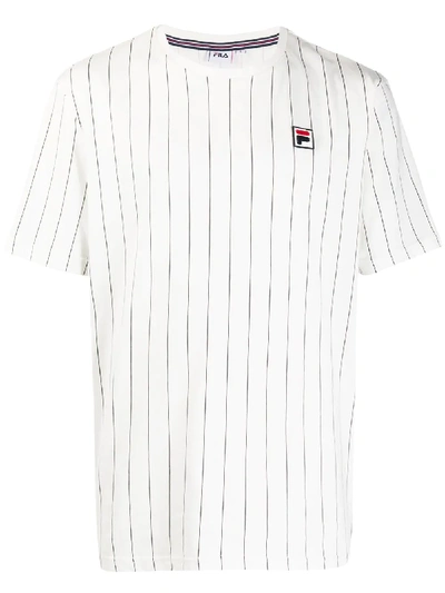 Fila Guilo Striped T-shirt In White Exclusive At Asos