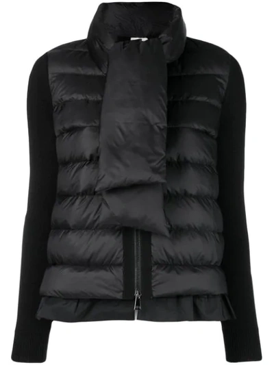 Moncler Nylon & Wool Knit Down Jacket In Black