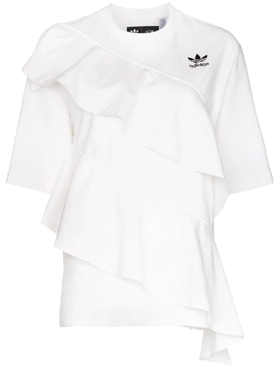 Adidas X Jkoo Adidas X J Koo X J Koo Asymmetric Ruffled T-shirt In White