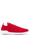 Kiton Contrast Sole High Tech Sock Sneakers In Red