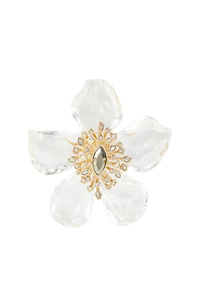 Alexis Bittar Navette Crystal Burst Lucite Flower Pin In Clear