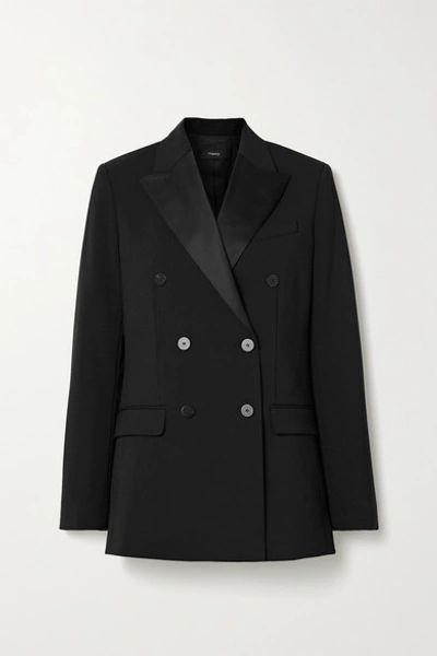 Theory Notched-collar Wool-blend Jacket In Black