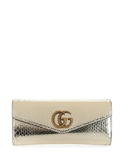 Gucci Broadway Evening Python Clutch Bag In Gold