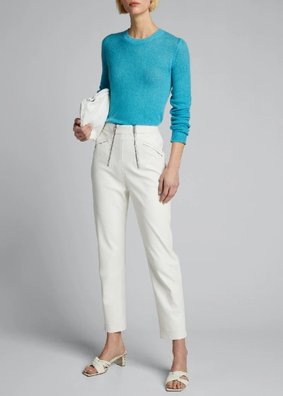 Majestic Featherweight Crewneck Cashmere Sweater In Turquoise
