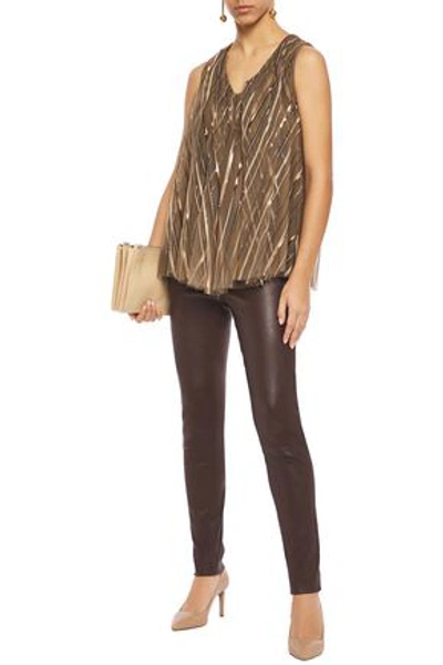 Brunello Cucinelli Sequin-embellished Tulle Top In Sand