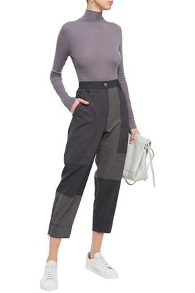 Brunello Cucinelli Paneled Wool-blend Tapered Pants In Dark Gray