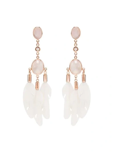 Jacquie Aiche 14kt Rose Gold Diamond And Moonstone Drop Earrings
