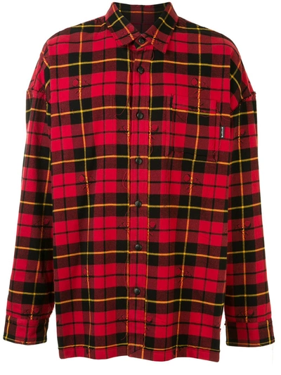 Mastermind Japan Distressed Check Shirt In Multicolor