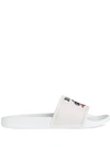 Gucci Embroidered Flag Logo Slide Sandals In White