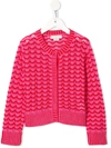 Stella Mccartney Kids' Organic Cotton Tricot Knit Cardigan In Pink