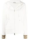 Moncler Cotton Sweatshirt Hoodie W/ Logo Patch In Silver Tone,white