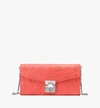 Mcm Patricia Large Monogrammed Leather Two-fold Flap Wallet In Coral