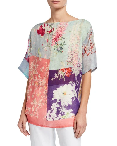 Etro Orchid Patchwork Print Poncho In Gray