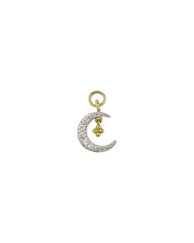 Jude Frances 18k Petite Pave Diamond Crescent Earring Charm, Single, Right In Gold
