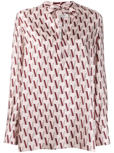 Valentino Printed Twill Shirt In Pink