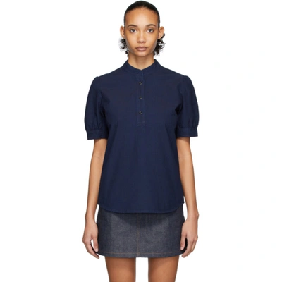 Apc Ilna Cotton Blouse In Indigo