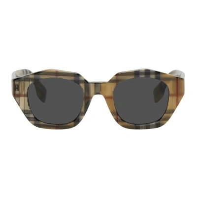 Burberry 46mm Geometric Sunglasses - Tan Check In 377887 Vinc