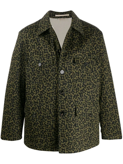 Marni Abstract Print Multi-pocket Jacket In Green