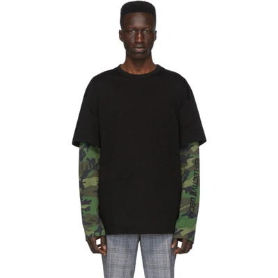 Juunj Camouflage Layered T-shirt In 5 Black
