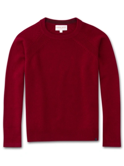 Derek Rose Women's Cashmere Sweater Daphne Pure Cashmere Crimson