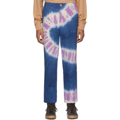 The Elder Statesman Whirlwind Tie-dyed Straight-leg Jeans In Navy