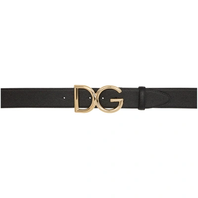 Dolce & Gabbana Dolce And Gabbana Black Dauphine Logo Belt