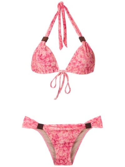 Adriana Degreas Hydrangea-print Triangle Bikini In Pink