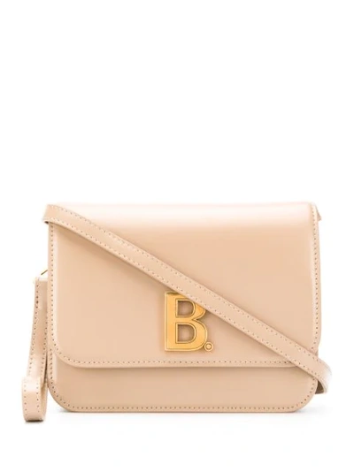 Balenciaga B. Small Leather Cross-body Bag In Beige