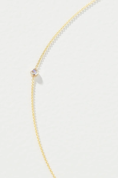 Maya Brenner 14k Yellow Gold Asymmetrical Birthstone Necklace In Beige