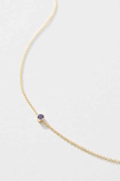 Maya Brenner 14k Yellow Gold Asymmetrical Birthstone Necklace In Blue