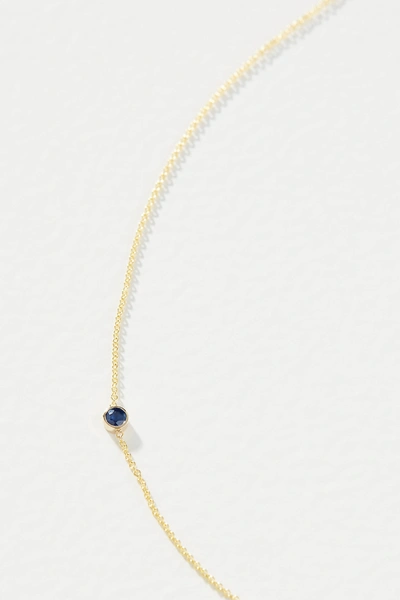 Maya Brenner 14k Yellow Gold Asymmetrical Birthstone Necklace In Blue