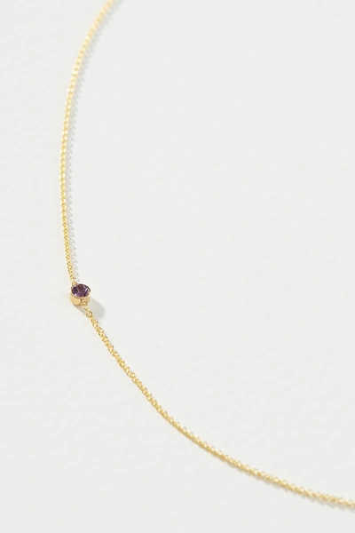 Maya Brenner 14k Yellow Gold Asymmetrical Birthstone Necklace In Purple