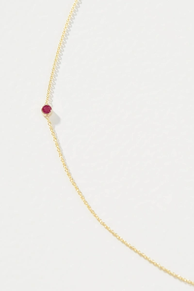 Maya Brenner 14k Yellow Gold Asymmetrical Birthstone Necklace In Red