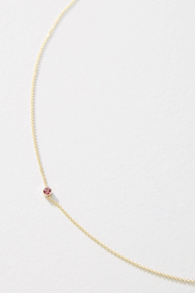 Maya Brenner 14k Yellow Gold Asymmetrical Birthstone Necklace In Pink