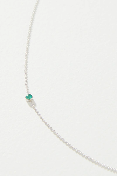 Maya Brenner 14k White Gold Asymmetrical Birthstone Necklace In Green