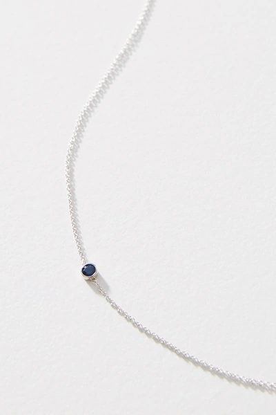 Maya Brenner 14k White Gold Asymmetrical Birthstone Necklace In Blue