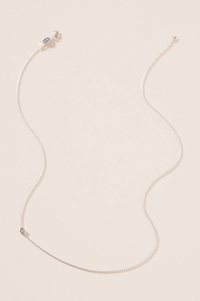 Maya Brenner 14k White Gold Asymmetrical Birthstone Necklace In Clear